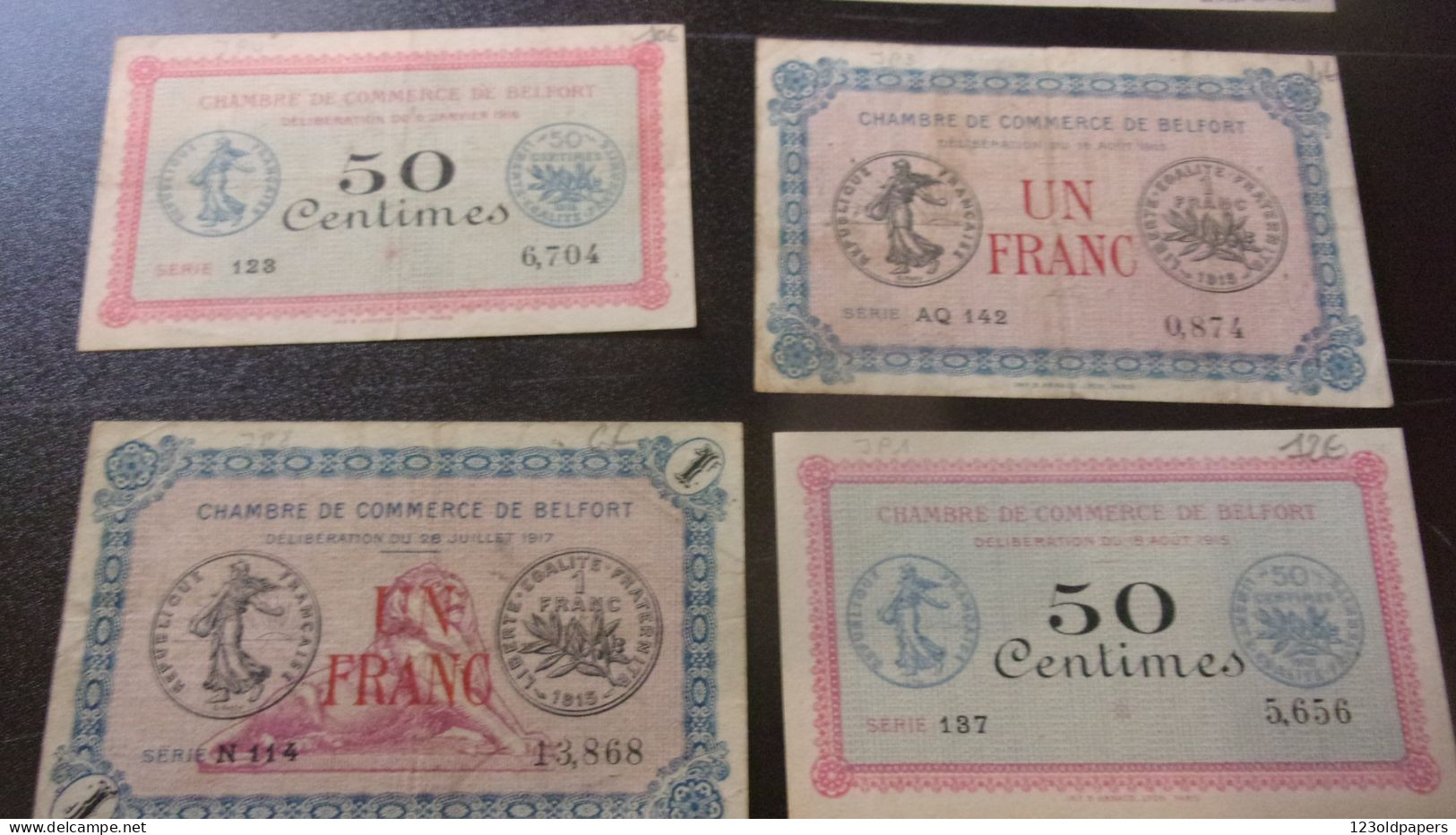 LOT DE 8 Billet Chambre De Commerce De BELFORT WWI - Cámara De Comercio