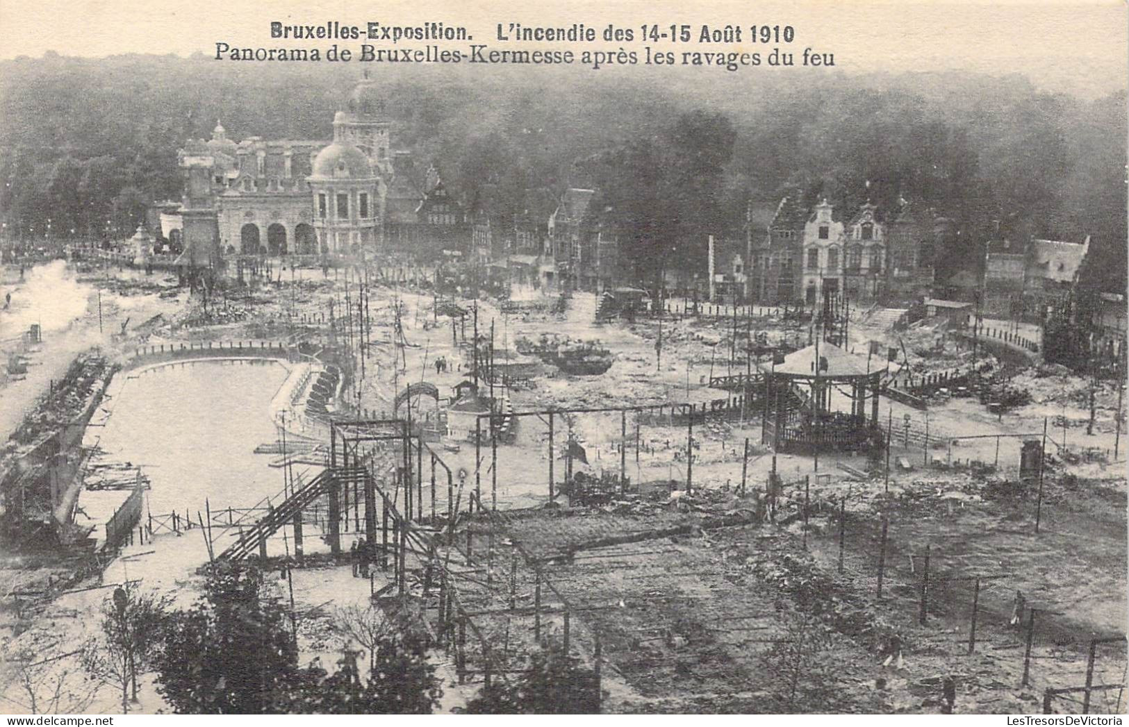 BELGIQUE - Bruxelles-Exposition - L'incendie Des 14-15 Août 1910 - Panorama De Bruxelles.. - Carte Postale Ancienne - Wereldtentoonstellingen