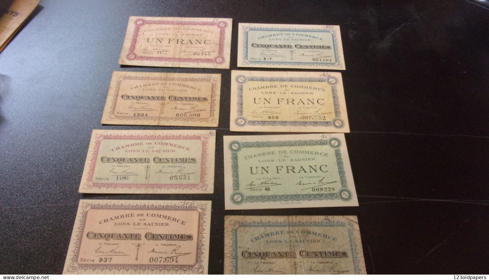 LOT DE 8 Billet Chambre De Commerce De  LONS LE SAULNIER WWI JURA - Cámara De Comercio