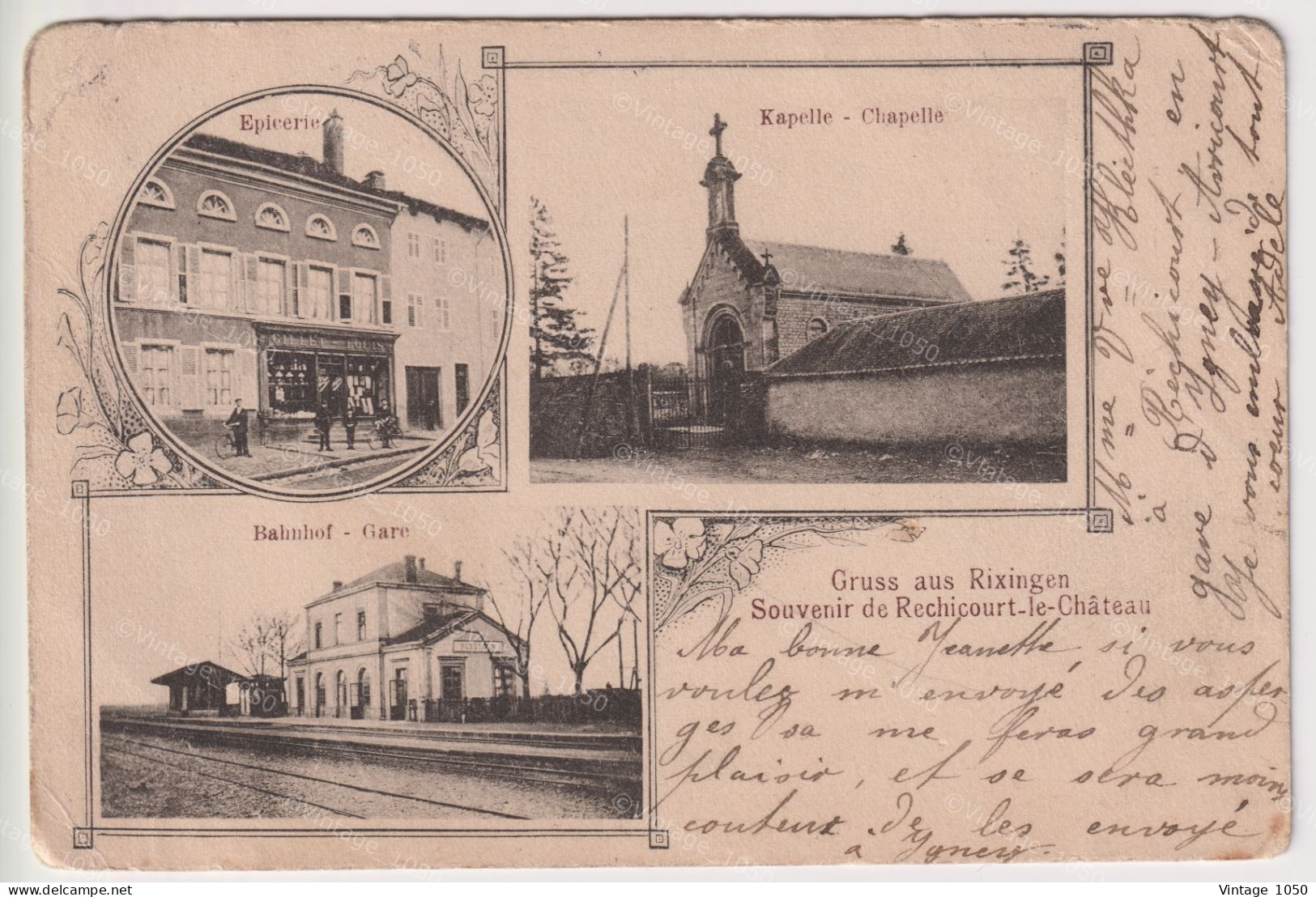 57- CPA - Rechicourt-le Château -Rixingen Souvenir -gruss  + Timbre 1903    +/- 9x14cm  #1007 - Rechicourt Le Chateau