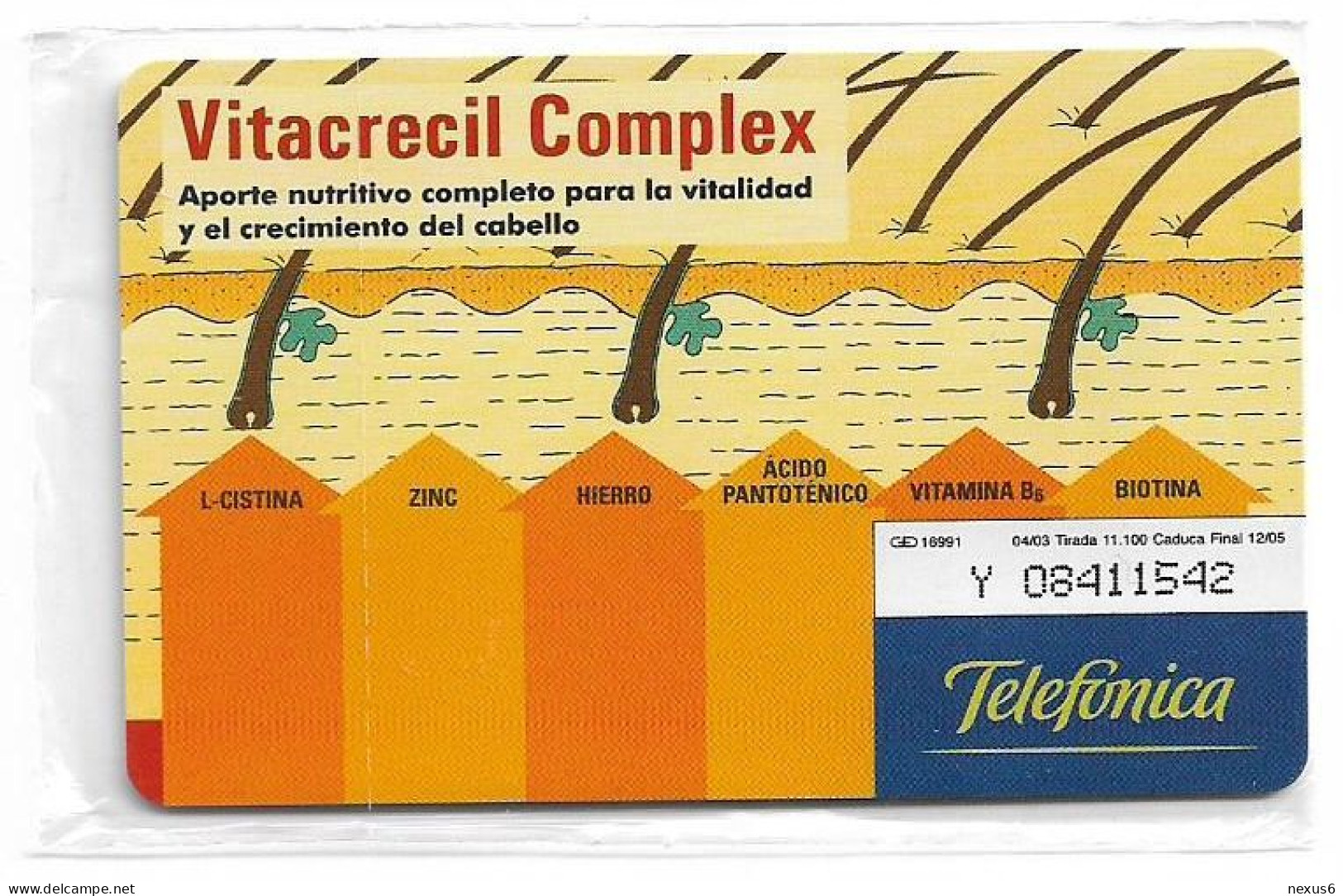 Spain - Telefónica - Vitacrecil Complex - P-529 - 04.2003, 3€, 11.100ex, NSB - Privatausgaben