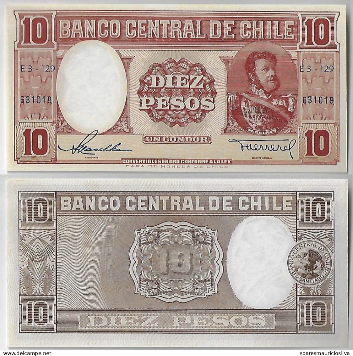Banknote Chile 10 Pesos 1943/1946 Pick-103 Uncirculated (catalog US$10) - Chili