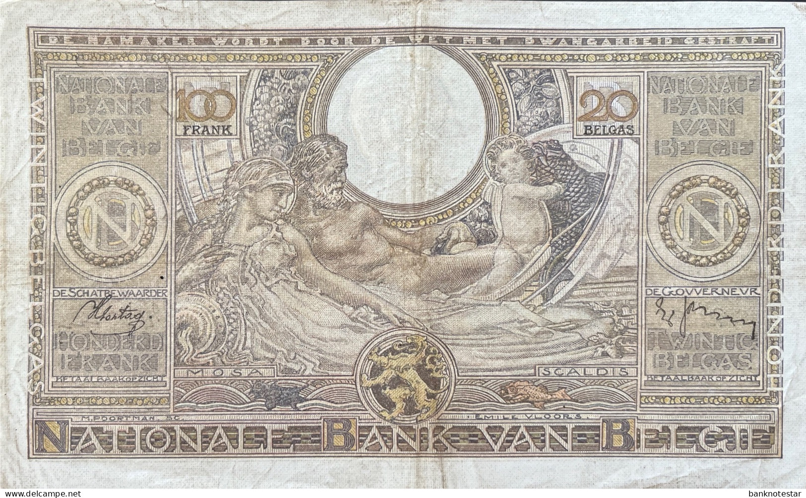 Belgium 100 Francs, P-107 (02.07.1938) - Very Fine - 100 Francs & 100 Francs-20 Belgas