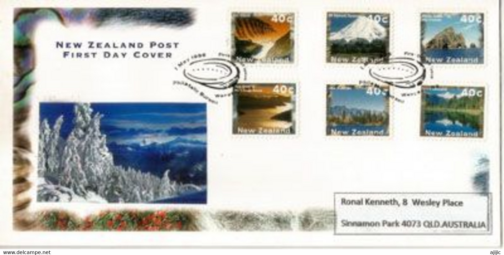 Lacs Et Glaciers De Nouvelle-Zélande. Paysages.  Yvert # 1461a/66a.  FDC  1996 - FDC