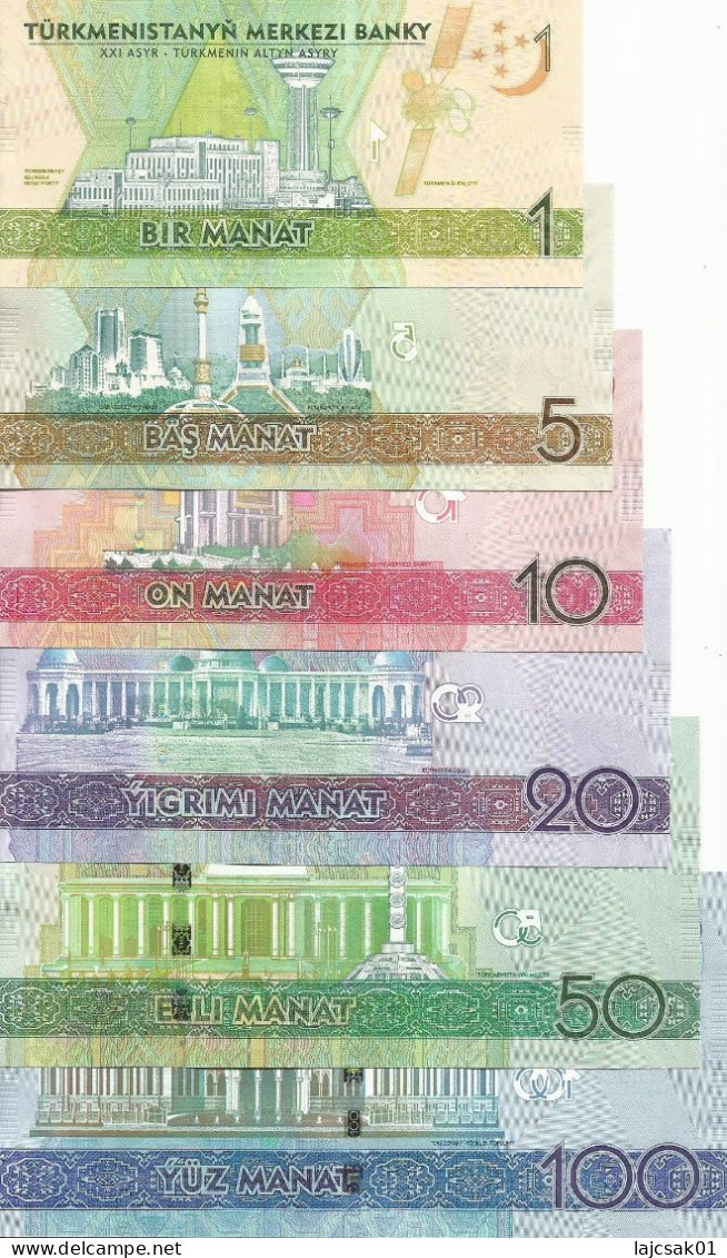 Turkmenistan  2020. Full Set  1-5-10-20-50-100 Manat Commemorative Issue 25th Anniversary Of Neutrality UNC - Turkmenistán