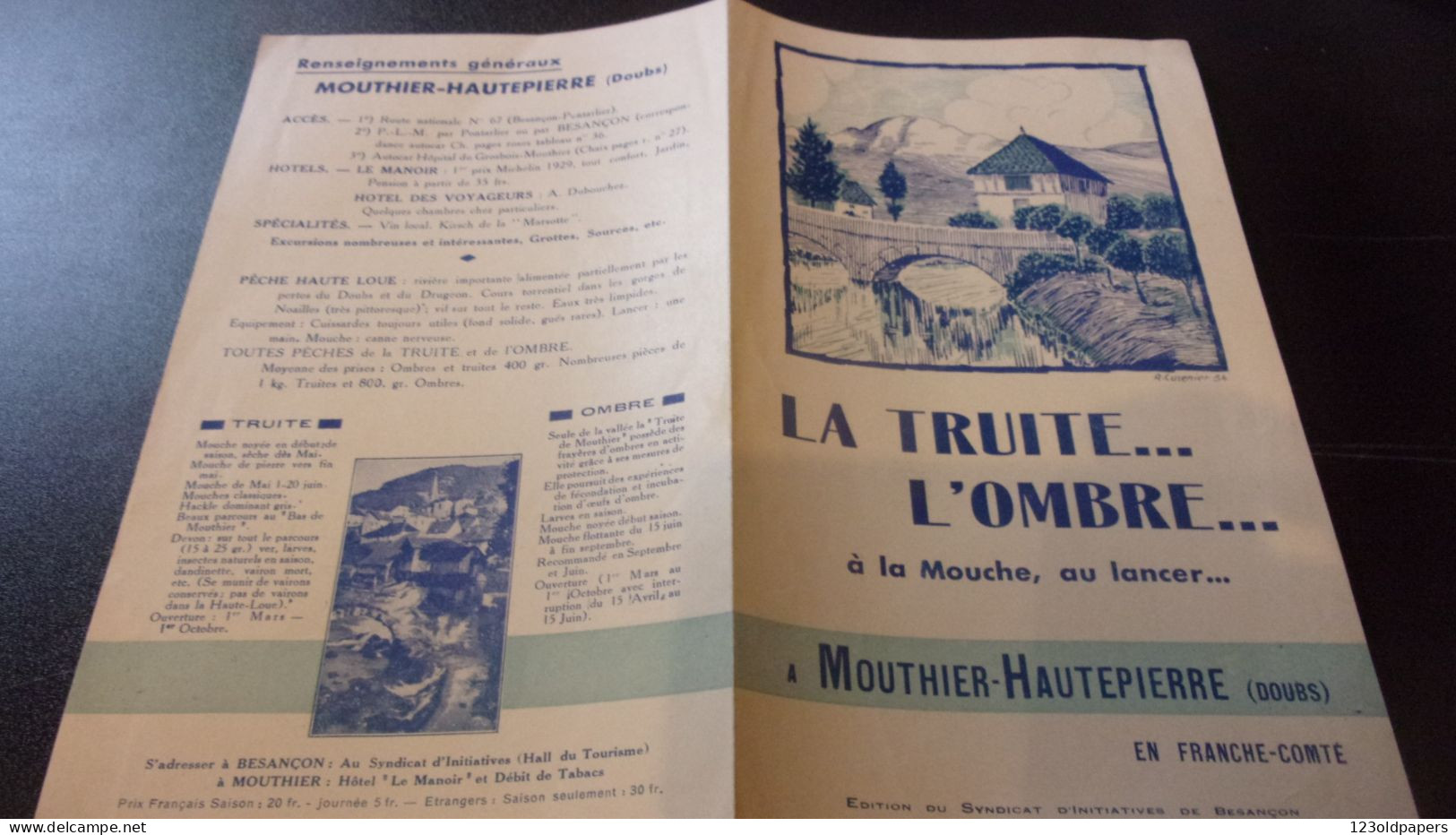 25 MOUTHIER HAUTEPIERRE  PECHE MOUCHE  DEPLIANT TOURISTIQUE - Toeristische Brochures