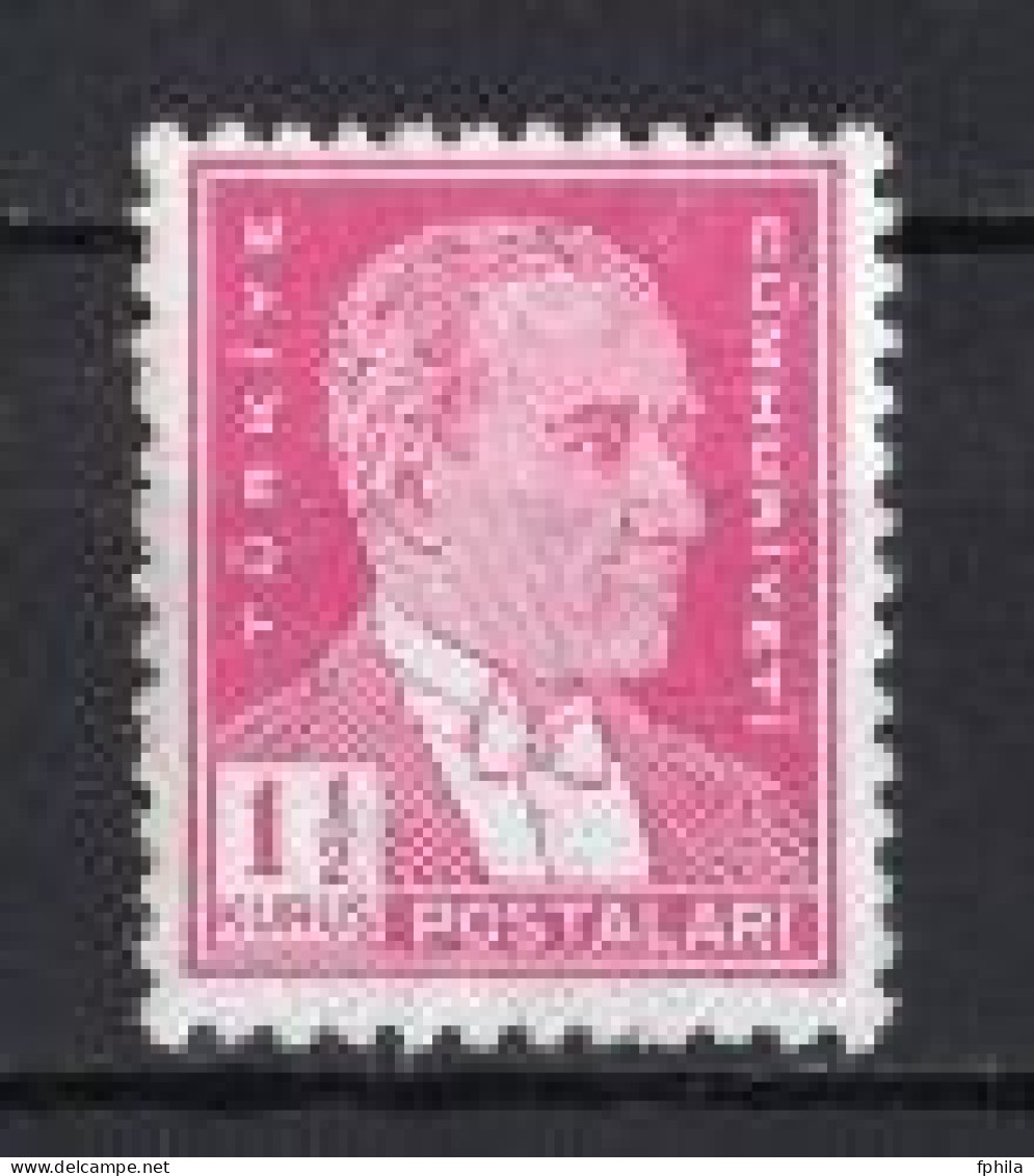 1941 TURKEY 1 1/2 K. ATATURK POSTAGE STAMP MNH ** - Neufs