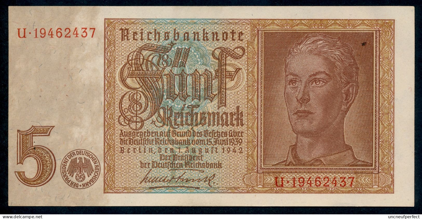 Pick186a  Ro179b DEU-220b.  5 Reichsmark 1942  UNC NEUF - 5 Reichsmark