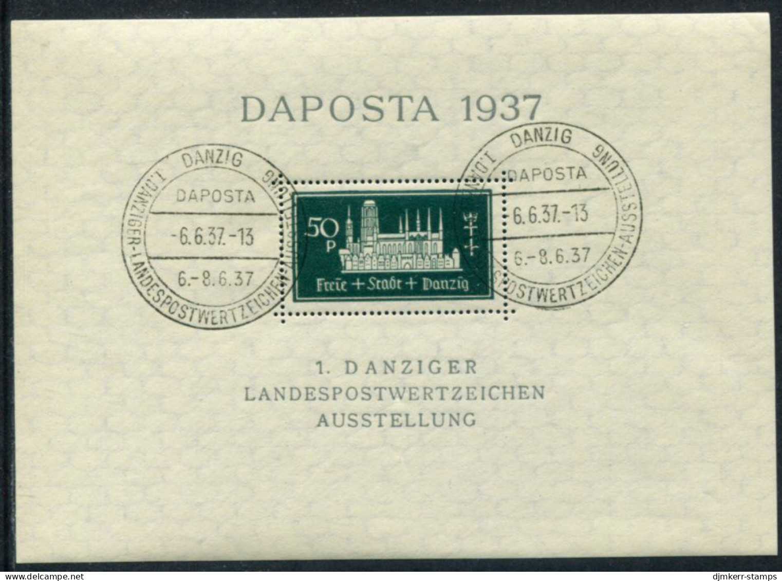 DANZIG 1937 DAPOSTA Exhibition  Block Used.  Michel Block 1 - Used
