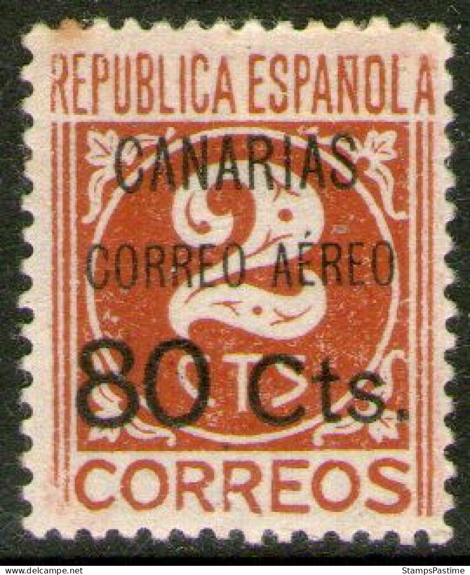 ESPAÑA – SPAIN - ISLAS CANARIAS Sello Aéreo Nuevo RESELLADO Años 1936-37 Valorizado En Catálogo € 300,00 - Unused Stamps