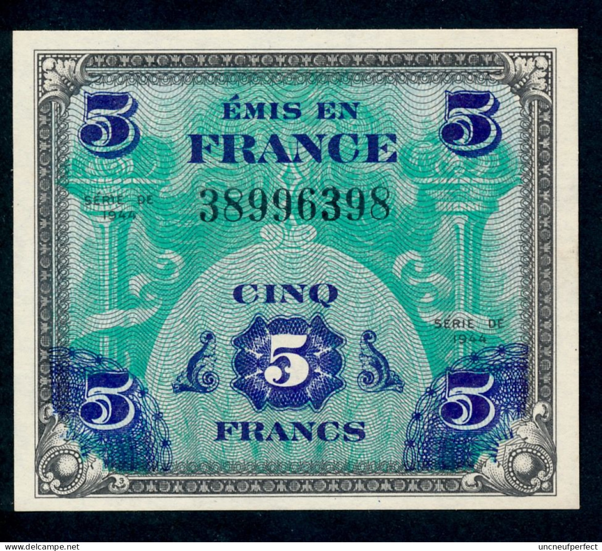 5 FRANCS 1944 Fayette VF.17-01 Sans Série  UNC NEUF - 1944 Drapeau/Francia