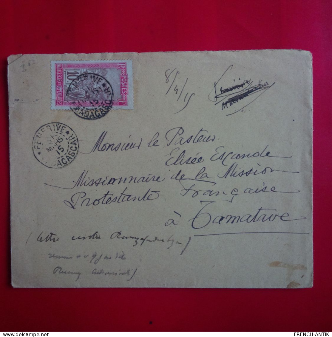 LETTRE TAMATAVE MISSION PROTESTANTE 1914 - Cartas & Documentos