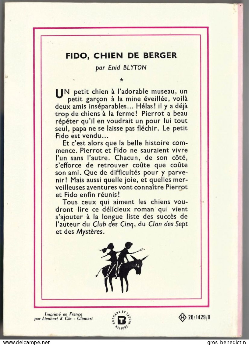 Hachette - Nouvelle Bibliothèque Rose N°89 - Enid Blyton - "Fido Chien De Berger" - 1968 - #Ben&Brose&Div - #Ben&Bly - Bibliothèque Rose