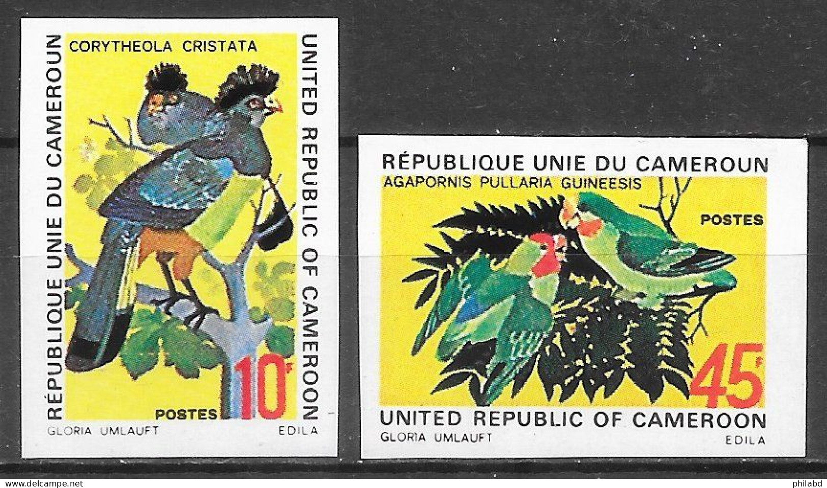 Oiseau - Cameroun N°534 10F & N°535 45F Touraco Géant Inséparable 1972 (non Dentelés/imperforated) ** - Cuco, Cuclillos