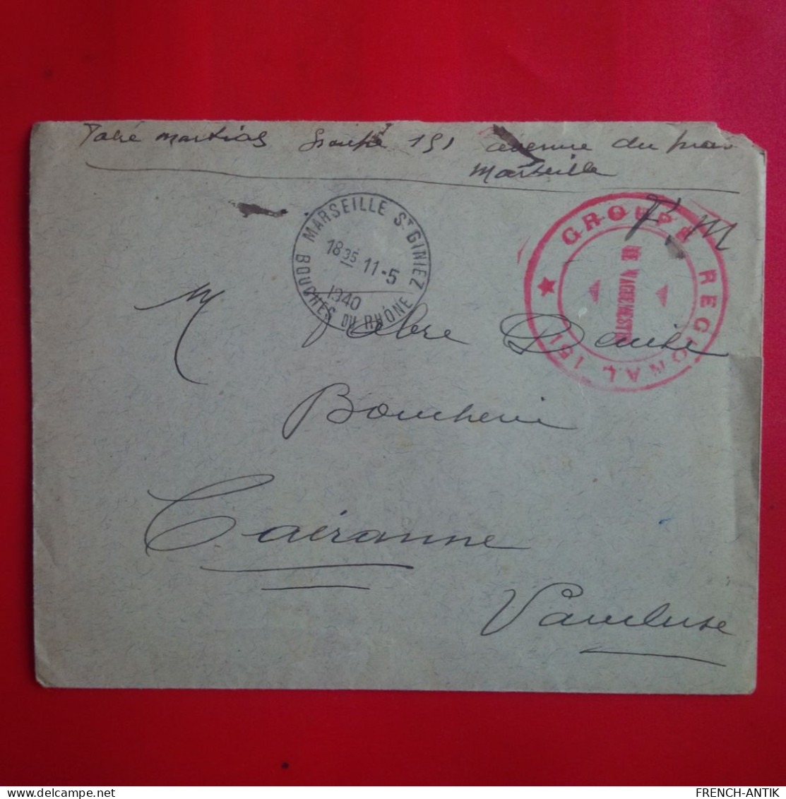 LETTRE MARSEILLE ST GINIEZ POUR CAIRANNE 1940 - Brieven En Documenten