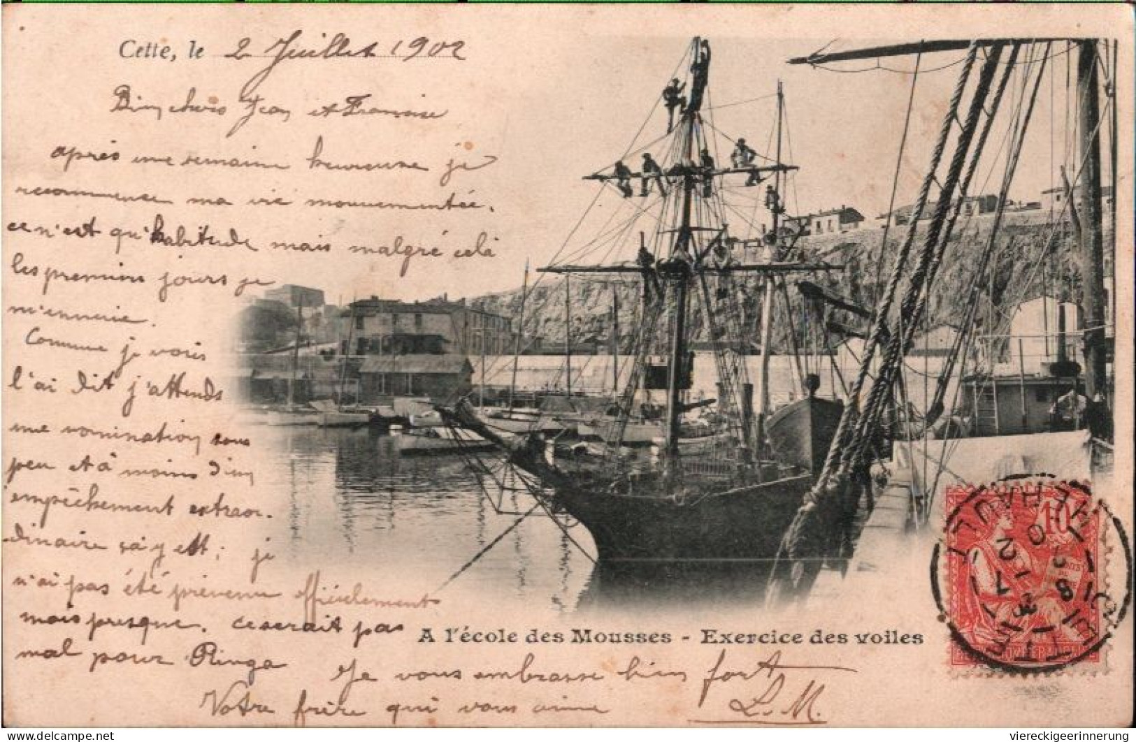 ! Cpa Marine , Cette, L' Ecole Des Mousses, Frankreich, Segelschiff, 1902 - Velieri