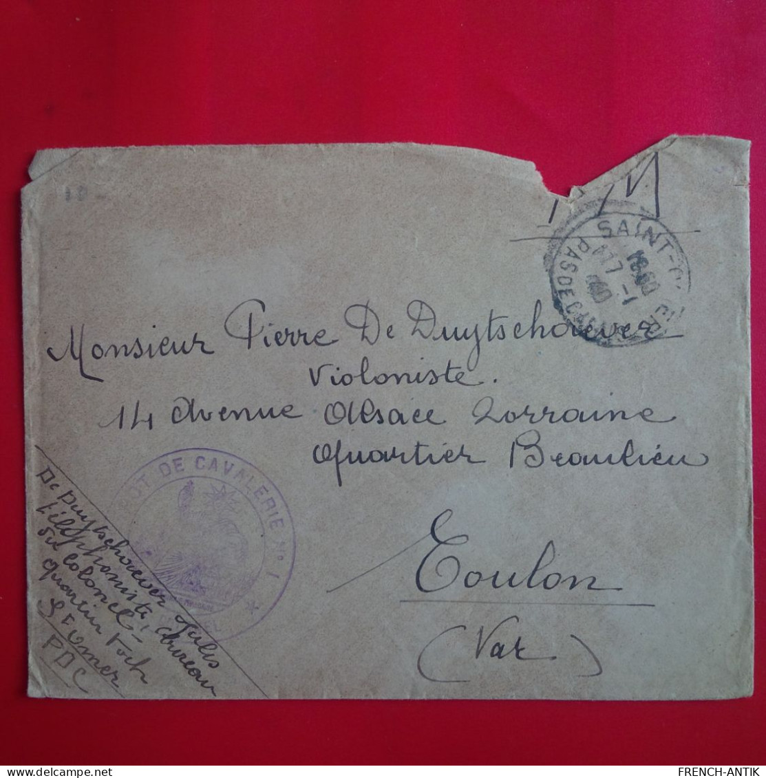 LETTRE ST OMER POUR TOULON CACHET DEPOT DE CAVALERIE - Cartas & Documentos
