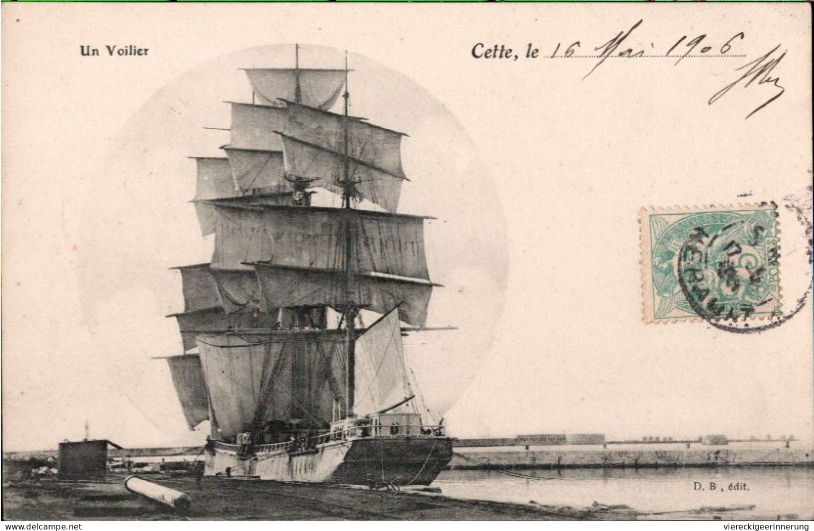 ! Cpa Francaise, Frankreich, 1906, Un Voilier, Cette, Segelschiff - Sailing Vessels