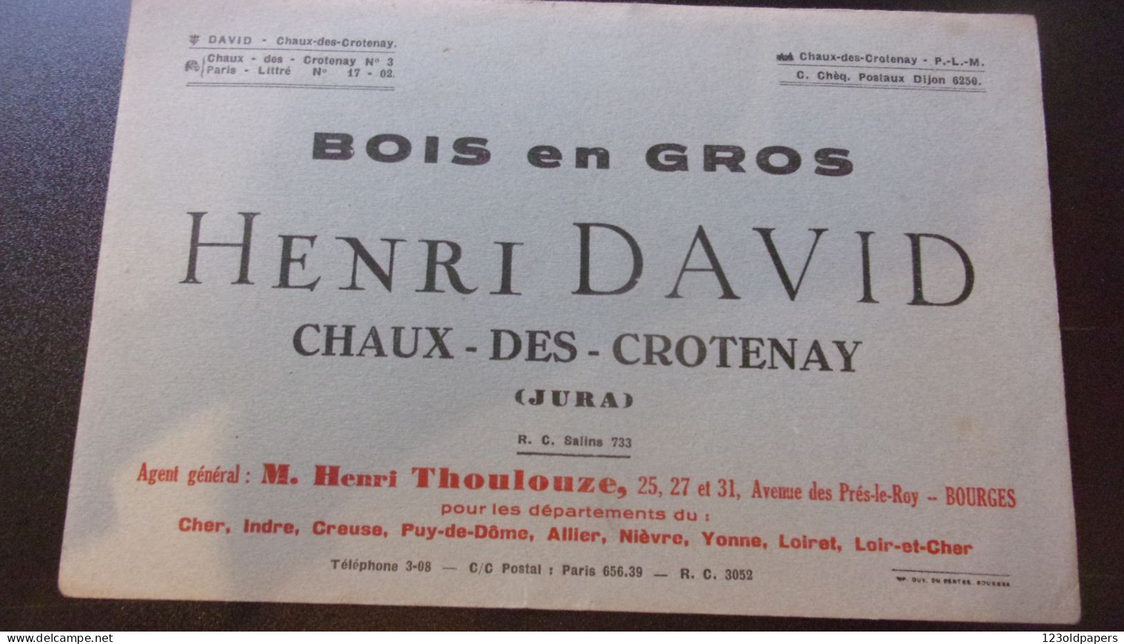 JURA BUVARD CHAUX DES CROTENAY HENRI DAVID BOIS EN GROS - Other & Unclassified