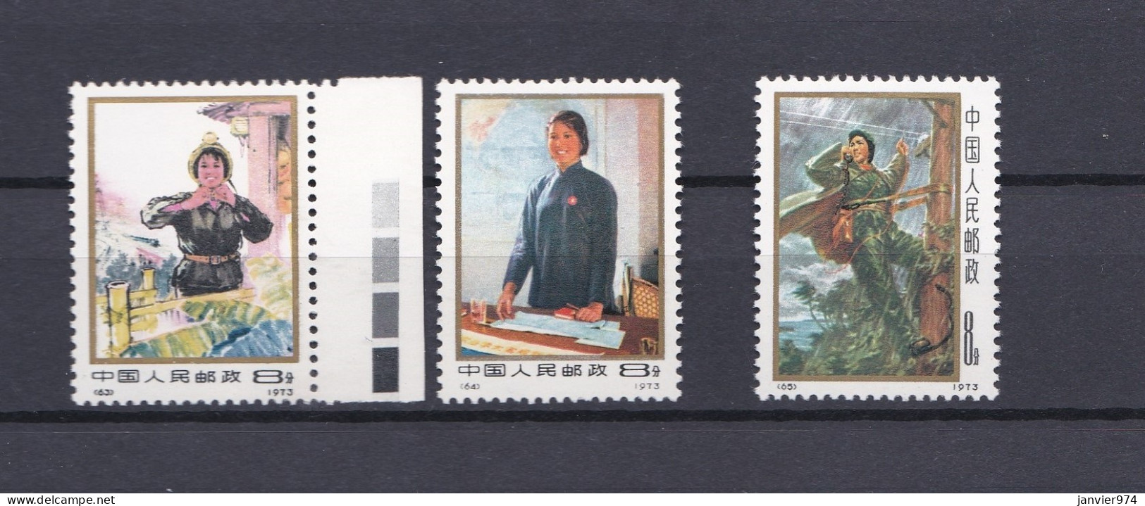 Chine 1973. 3 Timbres , La Serie Complète International Working Women's Day, Scan Recto Verso - Ungebraucht