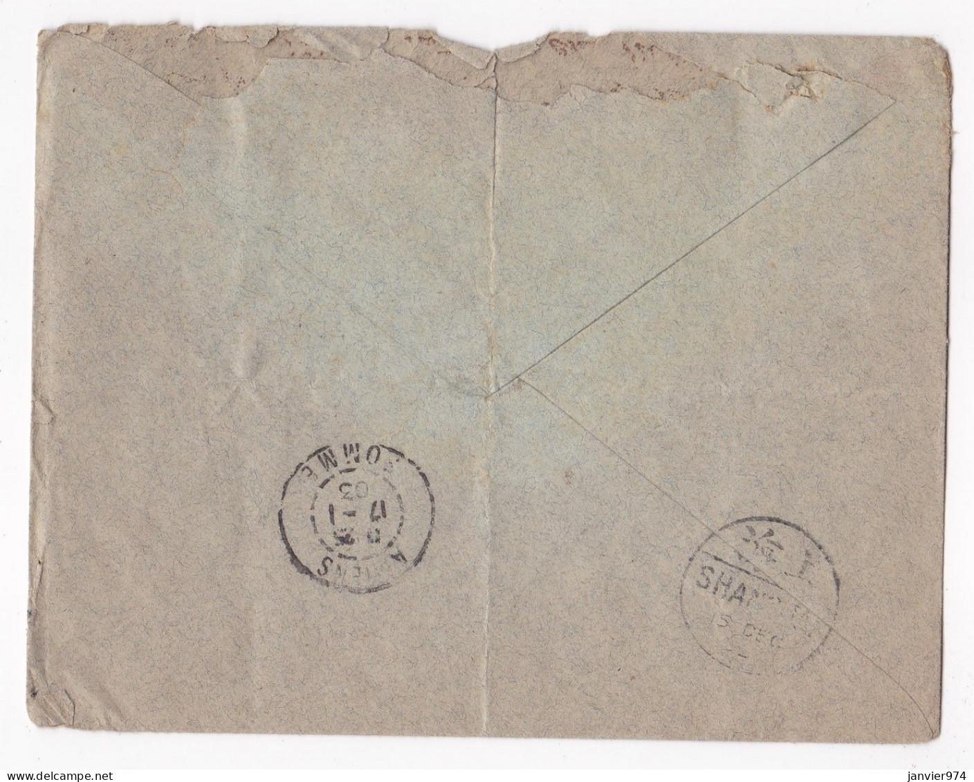 Enveloppe 1902 Shanghai Chine Pour Directeur Au Grand Séminaire à Amiens, Timbre 10 Cents Dragon.  Scan Recto Verso - Briefe U. Dokumente