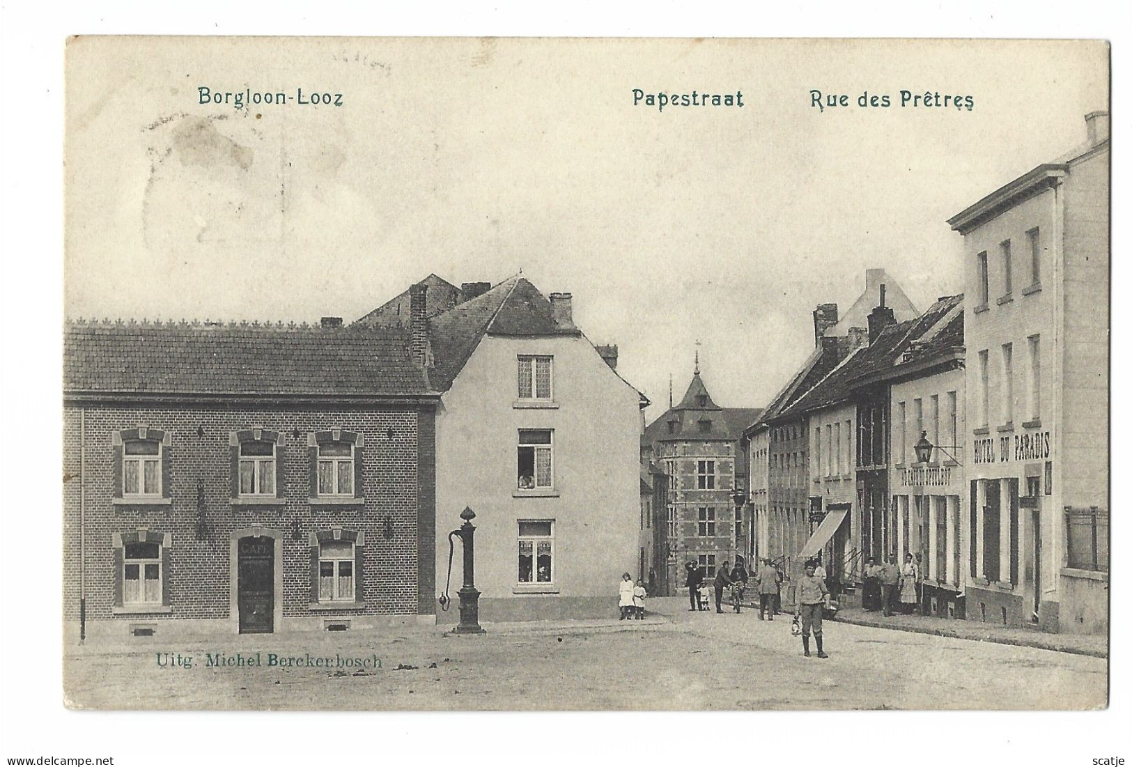 Borgloon-Looz    -    Papestraat    -   Hotel Du Paradis    -   1913   Naar   Anvers - Borgloon