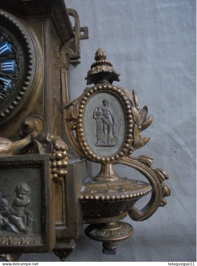 Ancien - Pendule/horloge de table en bronze P. Marti & Cie XIXe siècle (A restaurer)