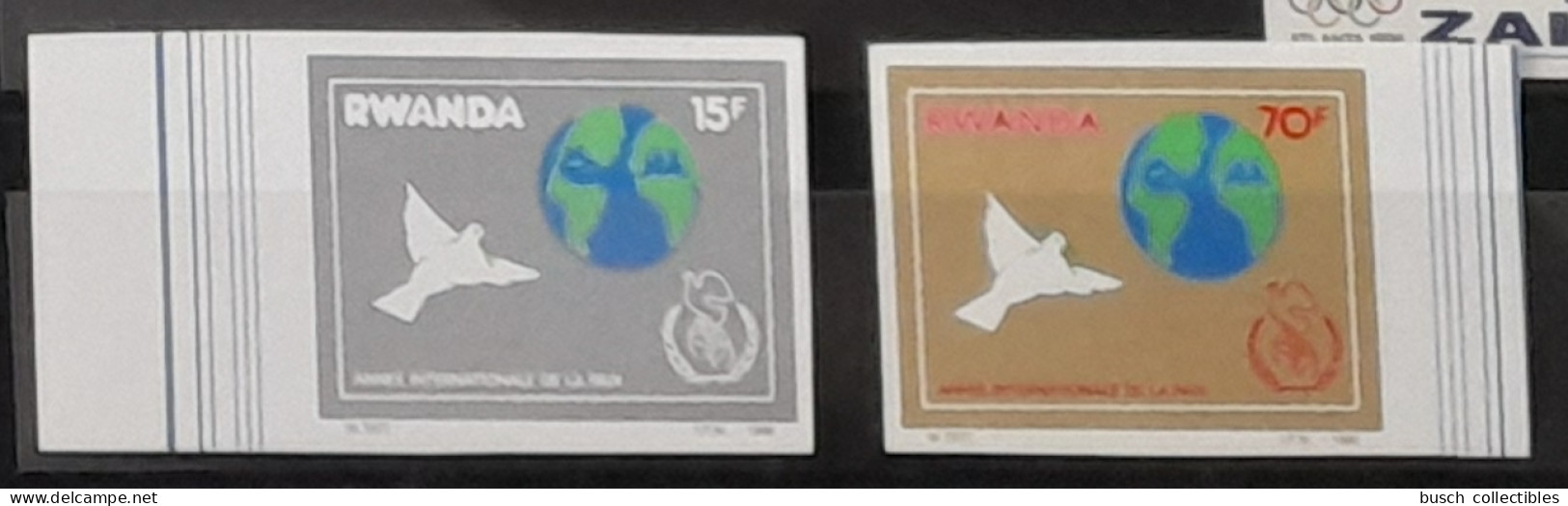 Rwanda 1986 COB 1289 - 1292 IMPERF Non Dentelé Année Internationale De La Paix Year Peace Jahr Friendens Dove Colombe - Pigeons & Columbiformes