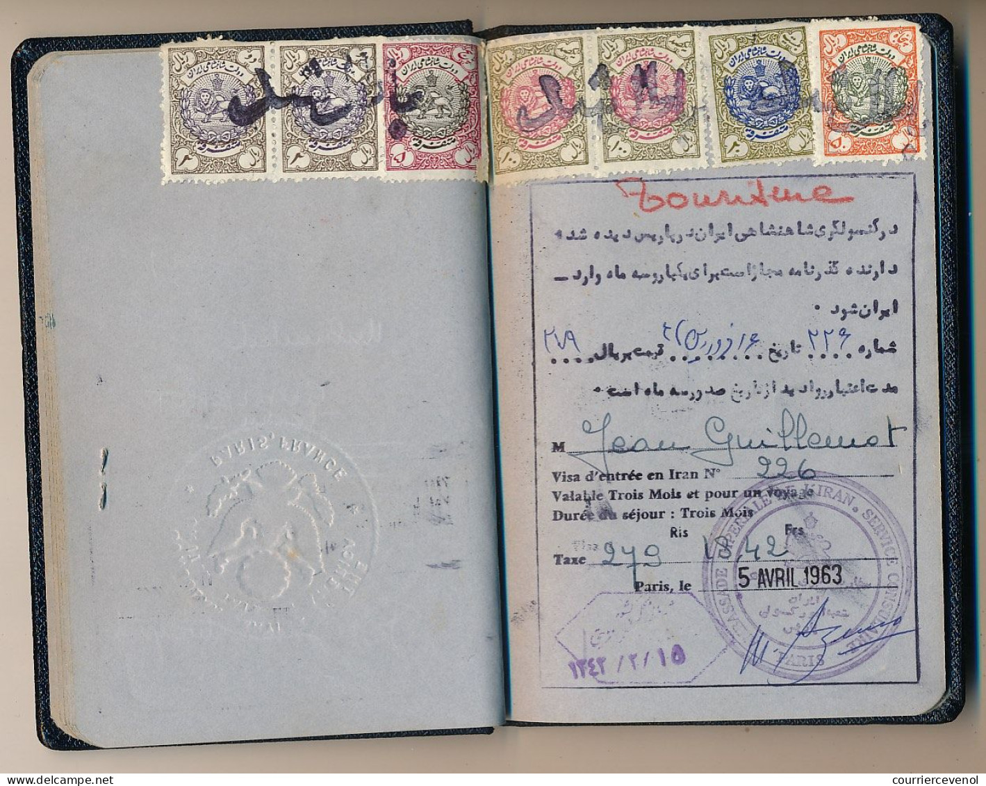 FRANCE - Passeport Préfecture Moselle 1959/1953, Visas USA, IRAN, HONK-KONG - Fiscaux France, Iran, Grande Bretagne