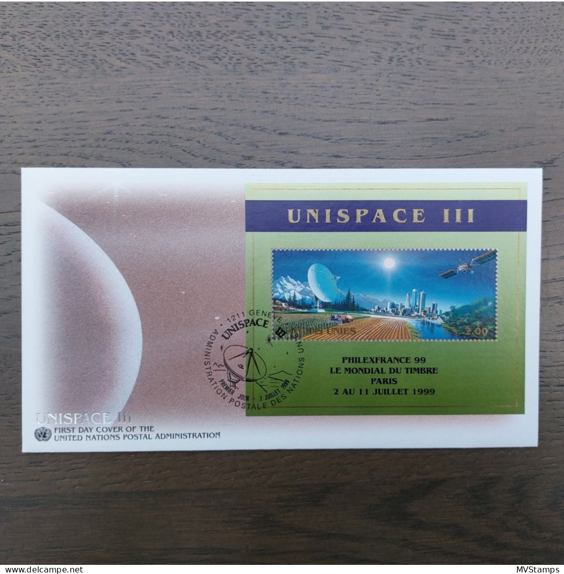 UNO Genf 1999 Unispace/Philexfrance Stamps ( Michel Bl.11 I) FDC - Lettres & Documents