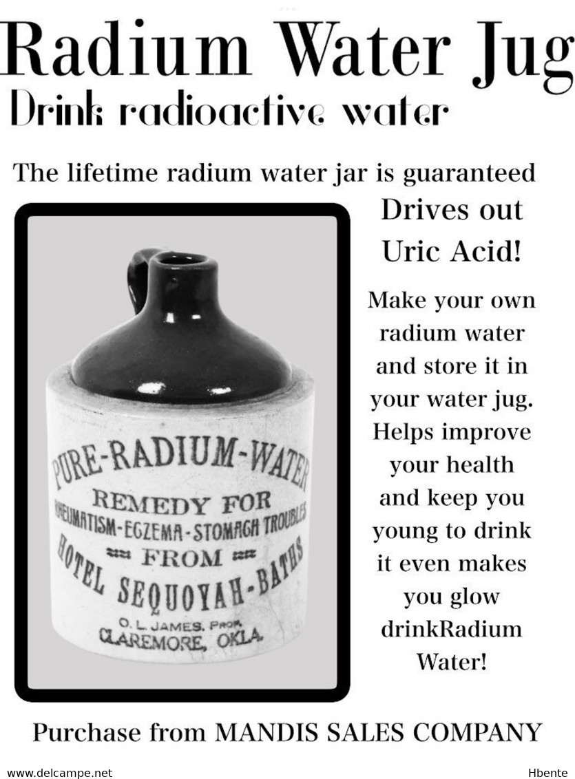 Radium Water Jug Drink Radioactive Water Hotel Claremore Okla. USA Publicité - Advertising (Photo) - Objects