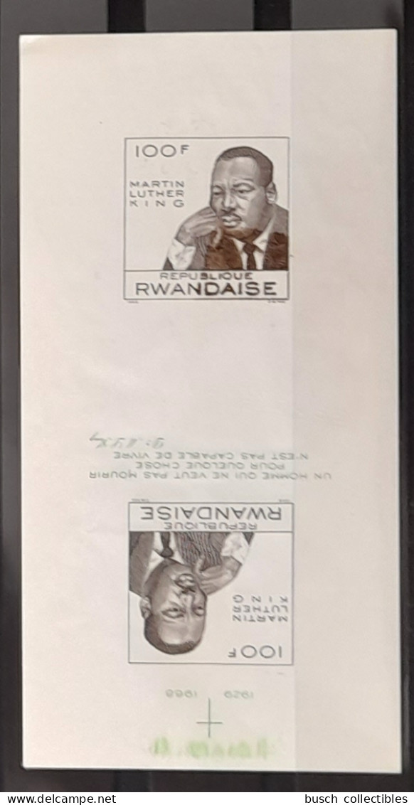 Rwanda 1968 COB Bl 12 Vert Absent IMPERF Missing Green Non Dentelé Tête-bêche Martin Luther King - Unused Stamps