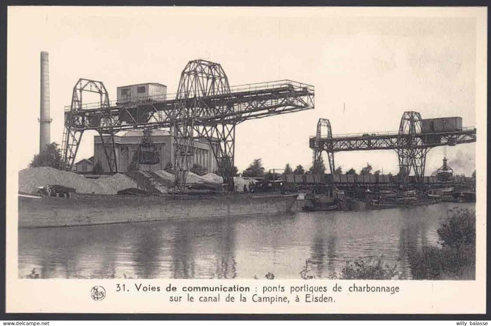 +++ CPA - EISDEN - Ponts Portiques De Charbonnage Sur Le Canal De La Campine - Voies De Communication - Paysages Belges - Maasmechelen