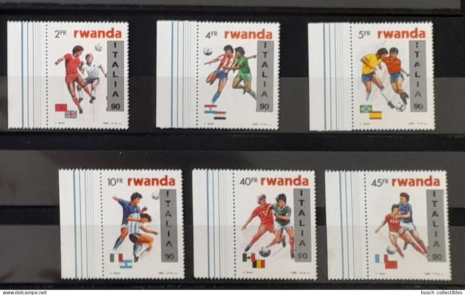 Rwanda 1990 COB 1371 - 1376 FIFA World Cup Football Fußball WM Soccer Italia Italy Surchargé Overprint - Nuevos
