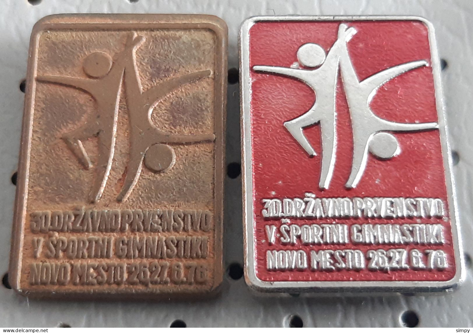 30th National Championship In Gymnastics Novo Mesto 1976 Slovenia Ex Yugoslavia Pins - Gymnastique