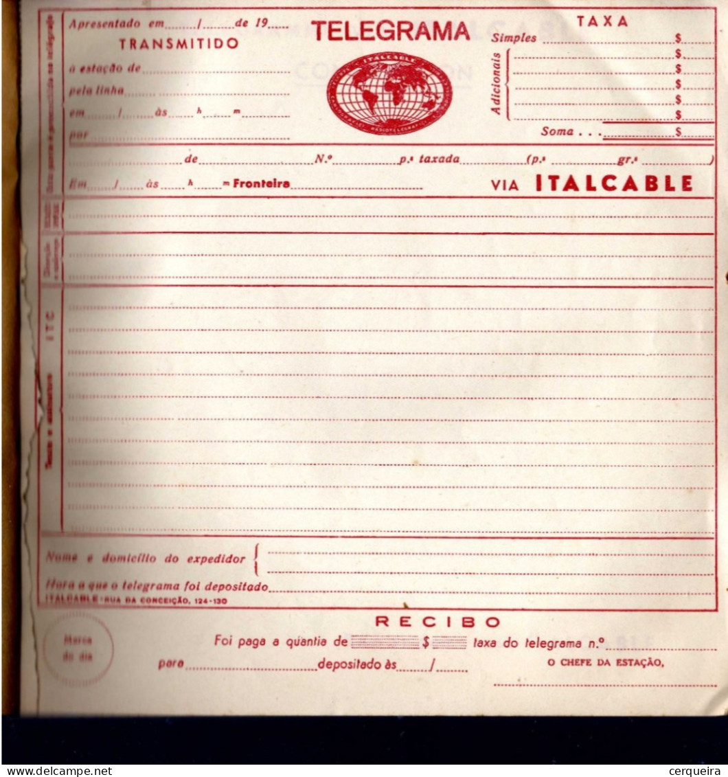 LIVRO INCOMPLETO DE TELEGRAMAS ITALCABLE DE PORTUGAL POR USAR-INCOMPLETE BOOK OF PORTUGAL TELEGRAMS - Altri & Non Classificati