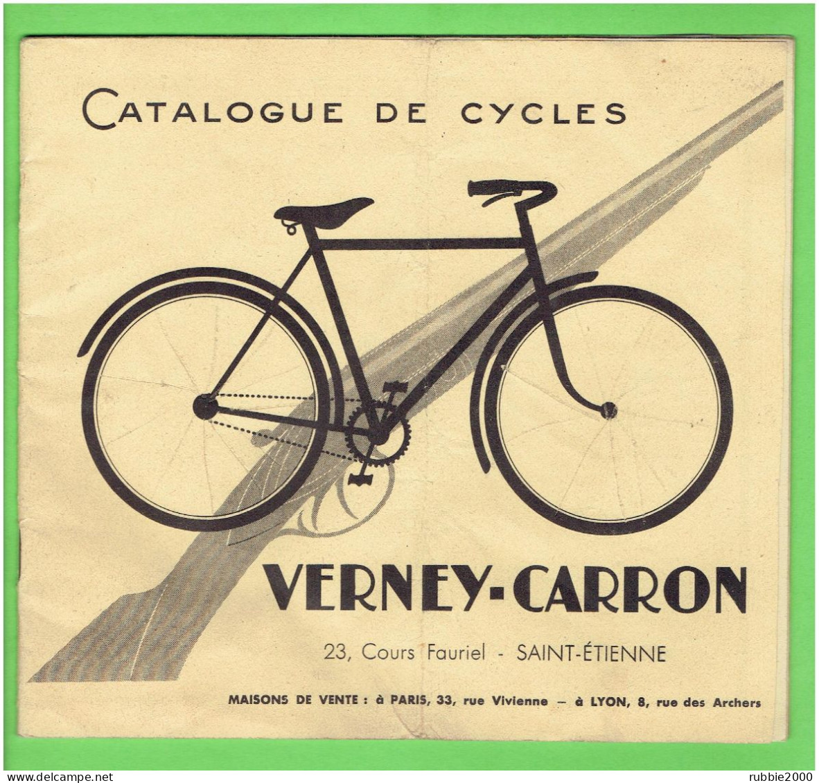 CATALOGUE VERNAY CARRON CYCLES VERCAR A SAINT ETIENNE BICYCLETTE VELO AVERTISSEUR ECLAIRAGE ACETYLENE ELECTRIQUE SELLE - Cyclisme