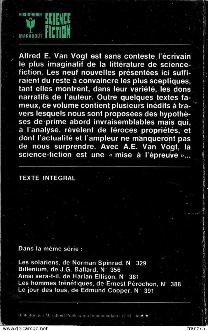 Après L'éternité--VAN VOGT-Marabout SF 1972--BE - Marabout SF