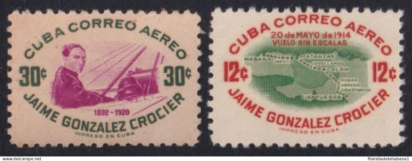 1955-363 CUBA REPUBLICA 1955 JAIME GONZALEZ CROCIER FLIGHT ANNIV GOMA OSCURECIDA ORIGINAL GUM. - Neufs