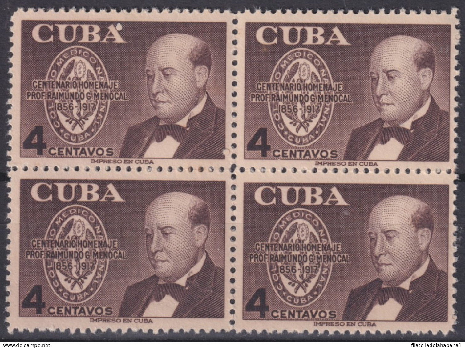 1956-476 CUBA REPUBLICA 1956 RAIMUNDO MENOCAL ORIGINAL GUM LIGERAS MANCHAS.  - Unused Stamps