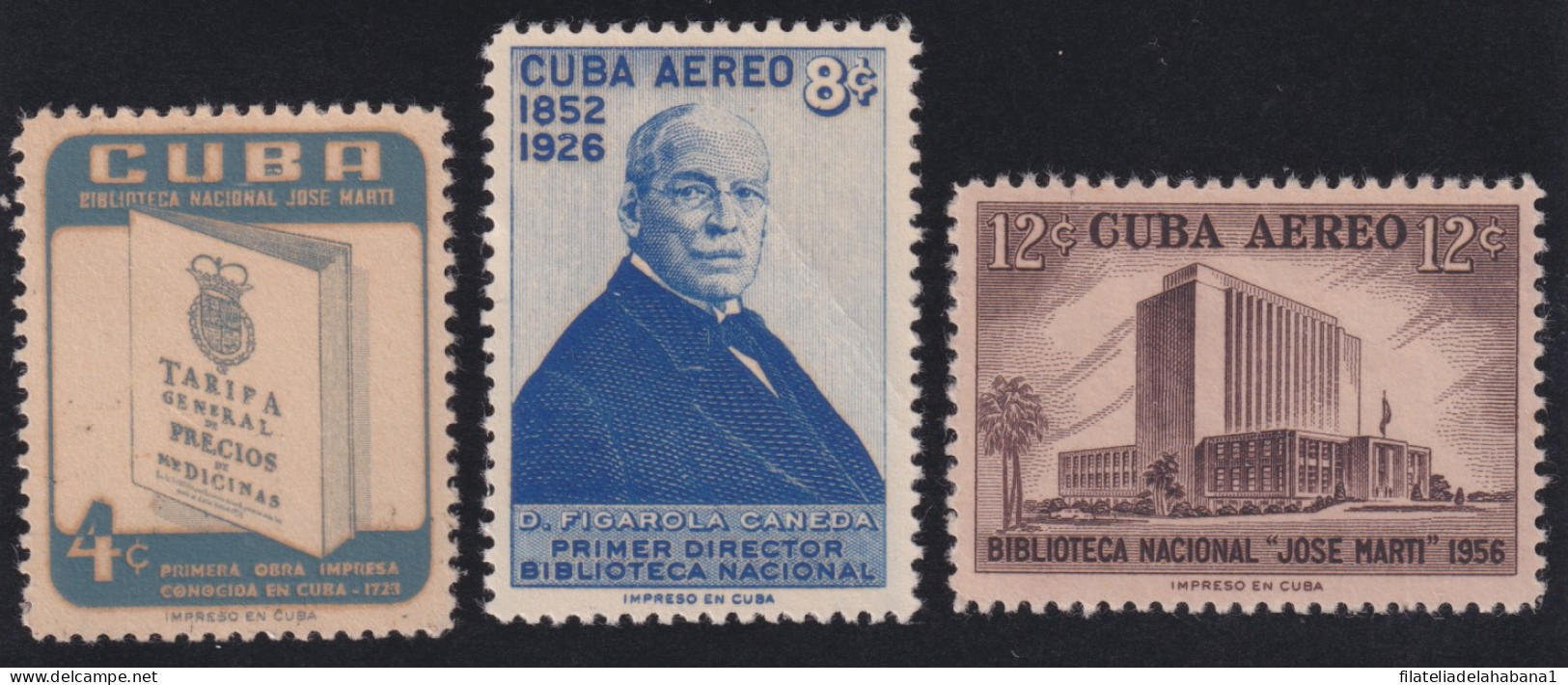 1957-496 CUBA REPUBLICA 1957 NATIONAL LIBRARY DOMINGO FIGUEROLA CANEDA ORGINAL GUM. - Unused Stamps