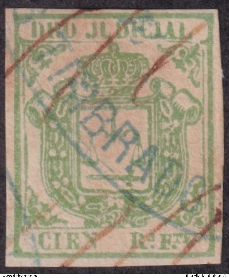 DER-132 CUBA SPAIN ESPAÑA REVENUE 100r DERECHO JUDICIAL FISCAR FORGERY, RARE!!, USED. - Postage Due