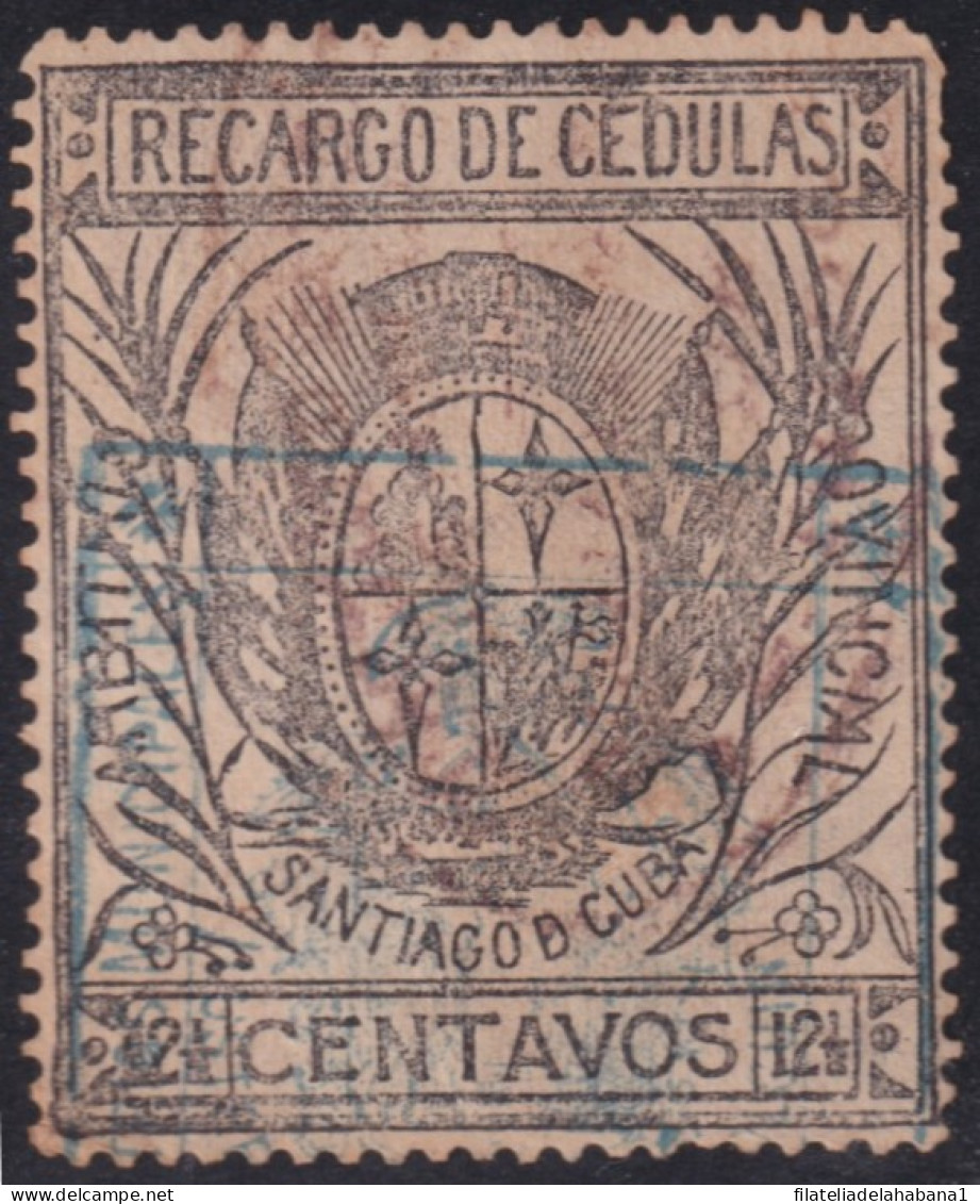 LOC-132 CUBA SPAIN ESPAÑA REVENUE 2 1/2c LOCAL RECARGO DE CEDULAS SANTIAGO DE CUBA USED. - Impuestos