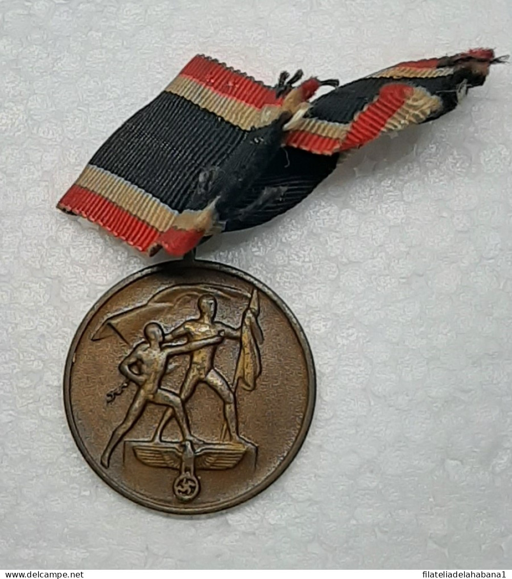 O807 GERMANY WWII SUDETELAND CZECHOSLOVAKIA ANCHLUSS MEDAL ORIGINAL.  - Alemania