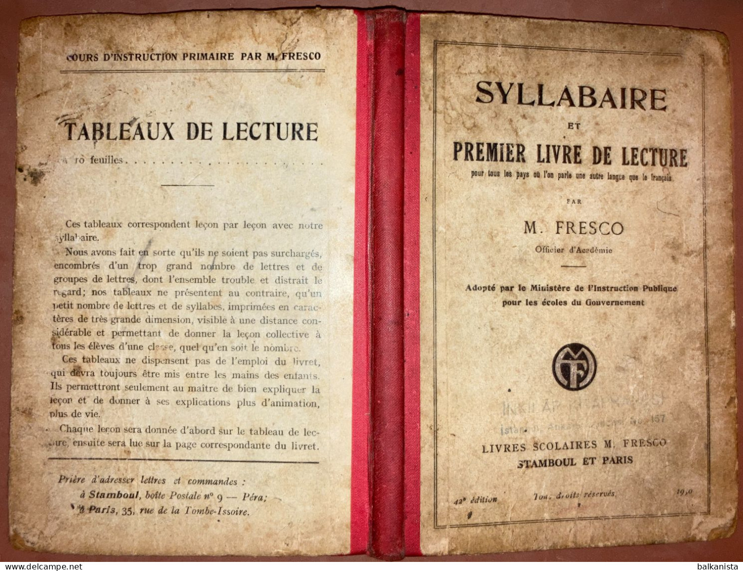 Syllabaire Et Premier Livre De Lecture. M. Fresco, Stamboul et Paris