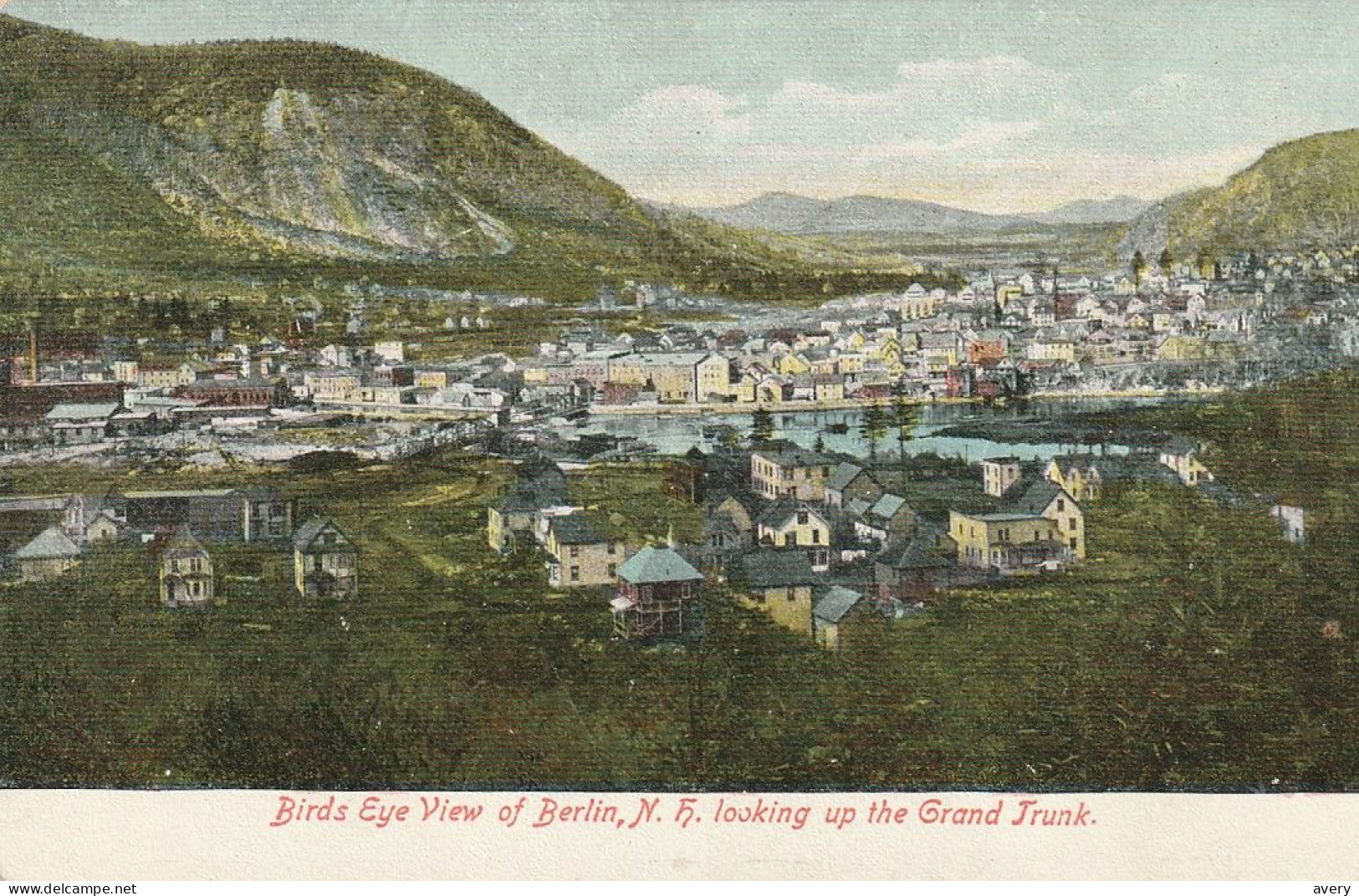 Birds Eye View Of Berlin, New Hampshire Looking Up The Grand Trunk - White Mountains