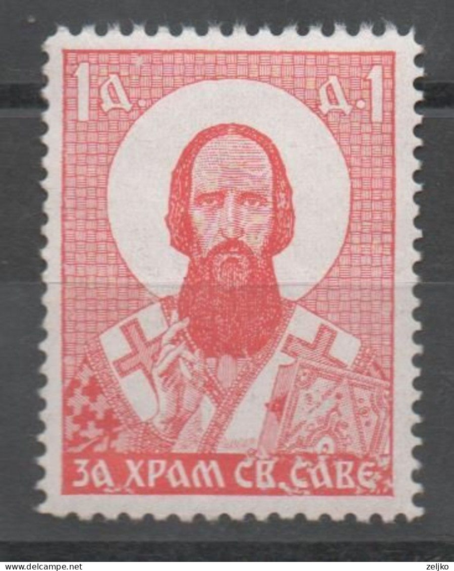 Yugoslavia, Serbia, Charity Stamp For St. Sava Temple - Altri & Non Classificati