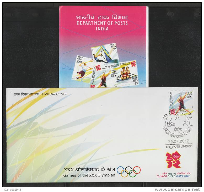 India 2012  Badminton  London Olymic Games  FDC  # 41113  Inde Indien - Badminton