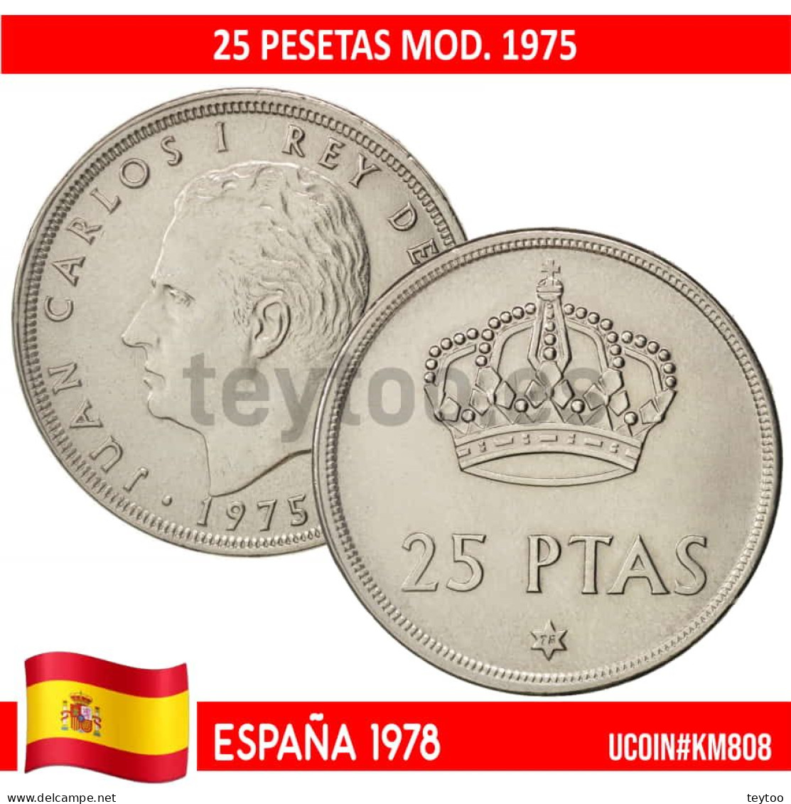 F0024# España 1978. 25 Pts. Mod. 1975 (SC) UC#808 - 25 Pesetas
