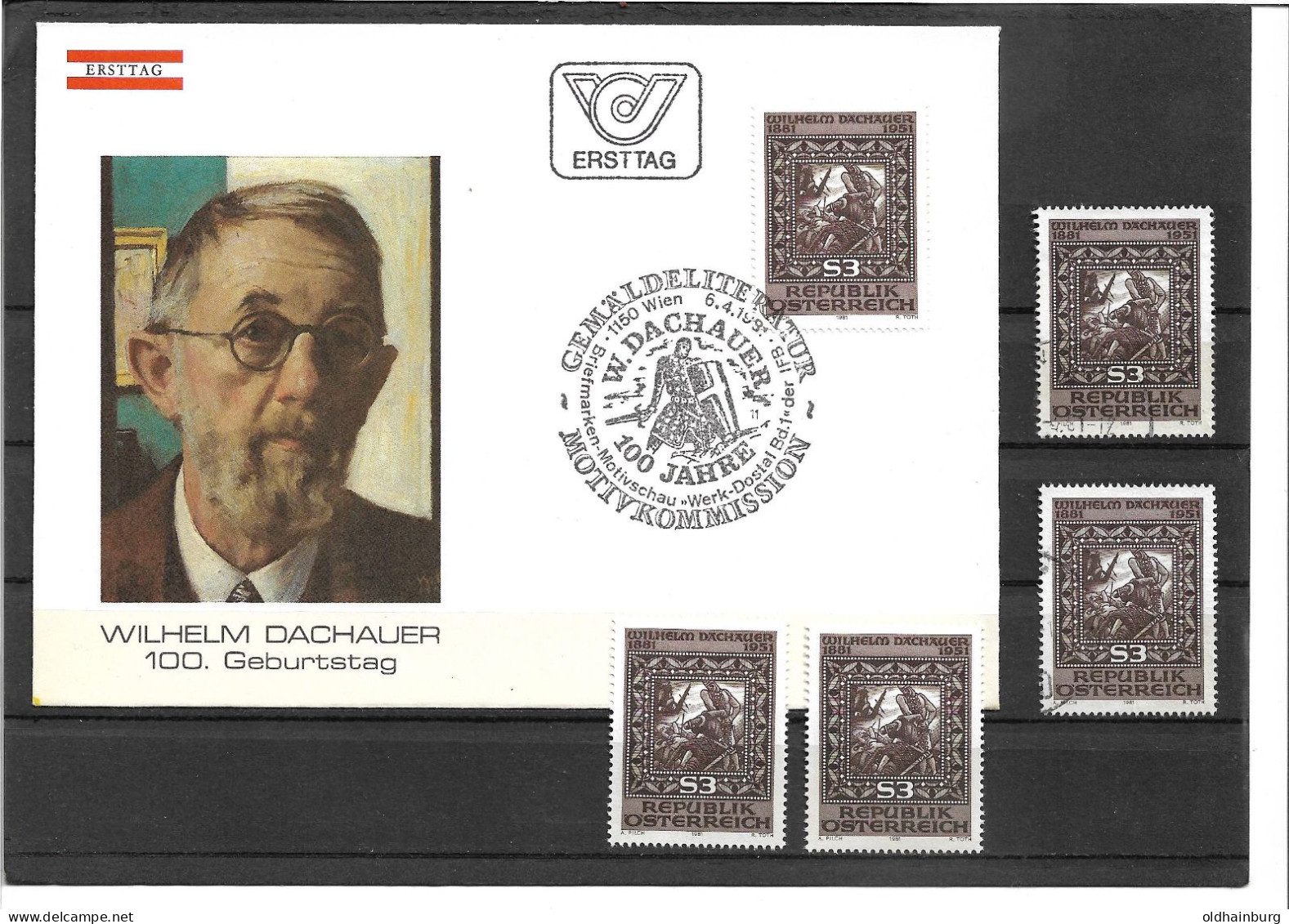 2322zf: Österreich 1981, Wilhelm Dachauer, FDC Und 2mal **/ 2mal O - Grabados